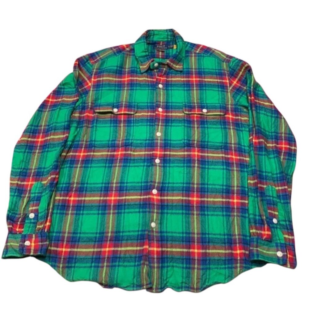 Polo Ralph Lauren Plaid‎ Flannel Shirt Men's XL Tartan Plaid Classic Fit